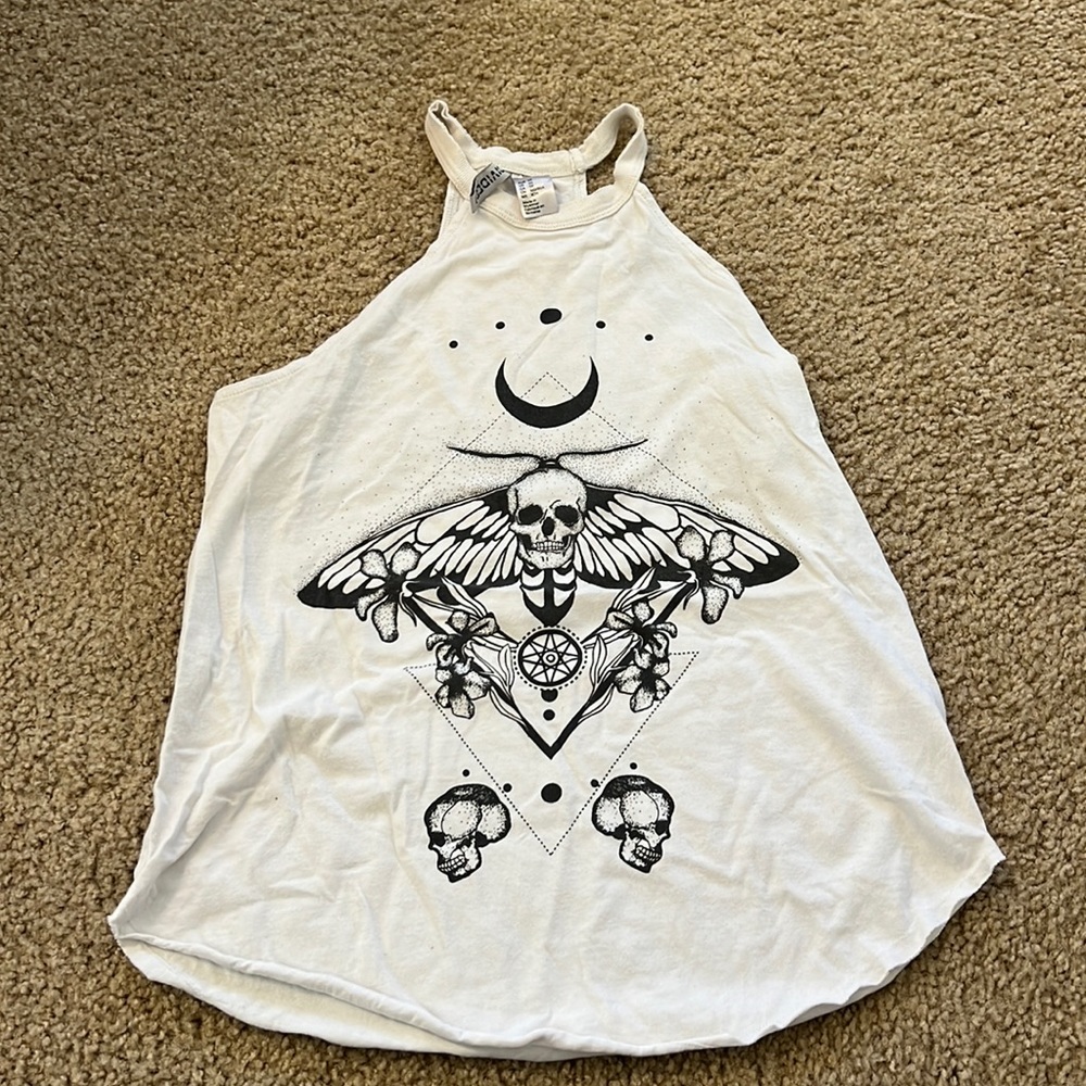 cream tank top, size xs, with skeleton details, brand H&M